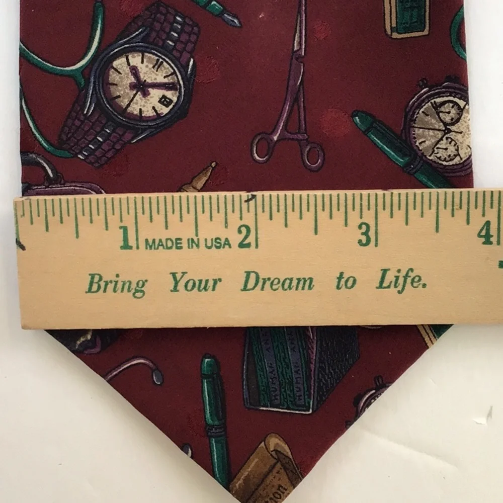 Woodward 100% Italian Silk Medical Physician Surgeon Pharmacist Red Neck Tie - Picture 7 of 13